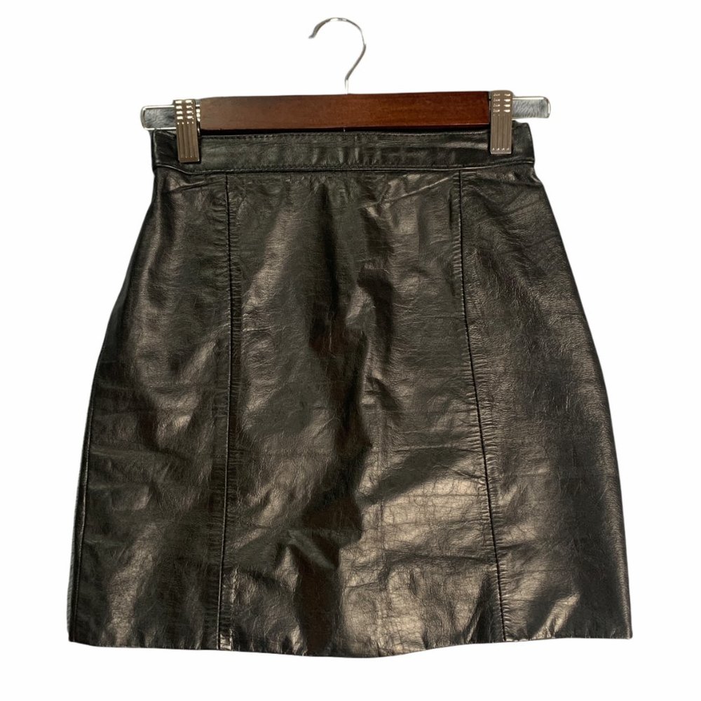 Black Faux Leather Mini Skirt